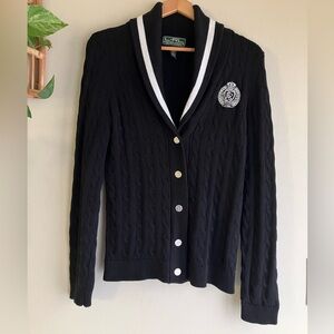 Ralph Lauren Black Cardigan with White Trim